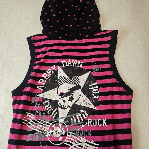 Abbey Dawn Pink and Black Striped Kids Hoodie - Picture 14 of 16